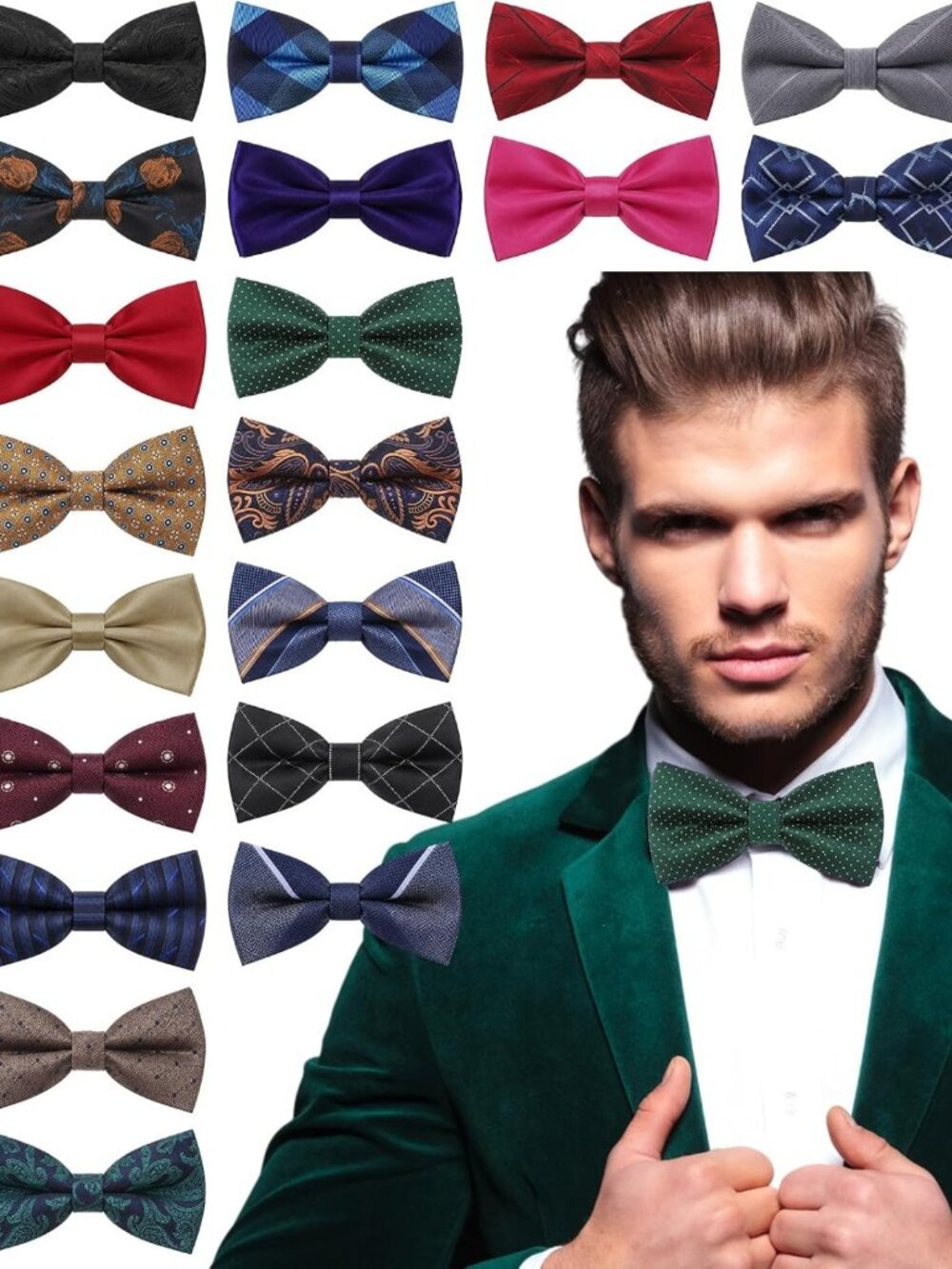 Elegant Adjustable Bow Ties Set for Men - 20 Pcs Variety Pack, Perfect for